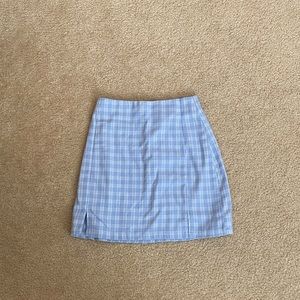 brandy melville blue and white plaid mini skirt